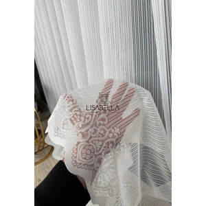 Lisabella Home Lineart Etek Desenli Modern Çizgi Detaylı Beyaz Örme Tül Perde | Yeni Sezon (1x3 Sık Pile Dikişli)