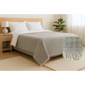 Ilmeki Destina Gri Koltuk Örtüsü / Yatak Örtüsü / Pike – 170X210 cm – %100 Geri Dönüştürülmüş Iplik – Şık ve Doğal Dokuma