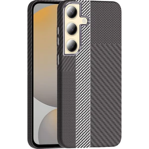 Galaxy S24 Kılıf M-Safe Şarj Özellikli Karbon Fiber Görünümlü Cppl Gros Kapak - Gri-Siyah