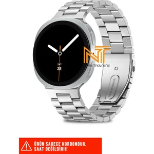 Samsung Galaxy Watch 8 40MM / 44MM / 46MM Classic Uyumlu Paslanmaz Çelik Baklalı Metal Kordon