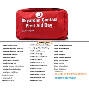 Motorsiklet Ilk Yardım Çantası Tüvtürk Uyumlu 35 Parça Ilk Yardım Seti Boyunluklu