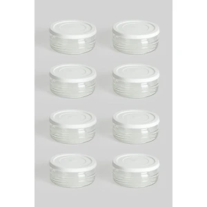 Yunusoğlu Home 8'li Premium Kahvaltılık Seti 410 cc | Beyaz Plastik Kapaklı, Cam Saklama Kabı, Hava Geçirmez