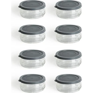 Yunusoğlu Home 8'li Premium Kahvaltılık Seti 410 cc | Beyaz Plastik Kapaklı, Cam Saklama Kabı, Hava Geçirmez