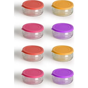 Yunusoğlu Home 8'li Premium Kahvaltılık Seti 410 cc | Beyaz Plastik Kapaklı, Cam Saklama Kabı, Hava Geçirmez