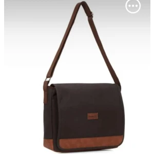 Newish Polo 2191 Yatay Siyah Kanvas Kumaş Postacı Erkek Çantası