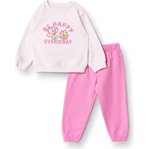 Hellobaby Kız Bebek Eşofman Takımı Motto Girl Bisiklet Yaka Uzun Kol