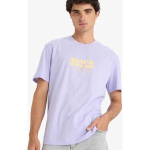 %100 Pamuk Regular Fit Bisiklet Yaka Baskılı Kısa Kollu Tişört F8545AX25HS