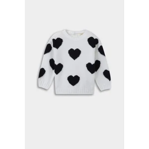 Kız Bebek Bisiklet Yaka Kalp Desenli Triko Kazak C8095A525AU