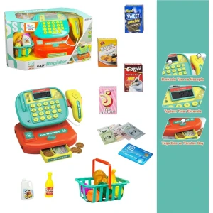 Brother Toys 29 Parça Barkod Okuyuculu Sesli Işıklı Hesap Makineli Yazar Kasa Market Oyuncak Yazarkasa Pos
