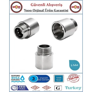 1/2'' Musluk Uzatması - 2cm - Paslanmaz Çelik - 3 Adet