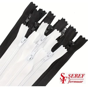 18 cm Siyah Beyaz Fermuar 10 Adet 5 Siyah 5 Beyaz