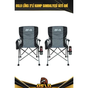 Lüks 2'li Kamp Sandalye Seti Gri