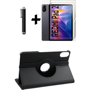 Xiaomi Redmi Pad 2 11 Inç 2025 360° Dönebilen Standlı Tablet Kılıfı Ekran Koruyucu ve Kalem Seti