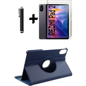 Xiaomi Redmi Pad 2 11 Inç 2025 360° Dönebilen Standlı Tablet Kılıfı Ekran Koruyucu ve Kalem Seti