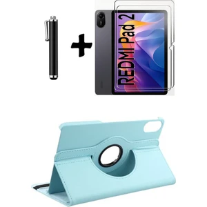 Xiaomi Redmi Pad 2 11 Inç 2025 360° Dönebilen Standlı Tablet Kılıfı Ekran Koruyucu ve Kalem Seti