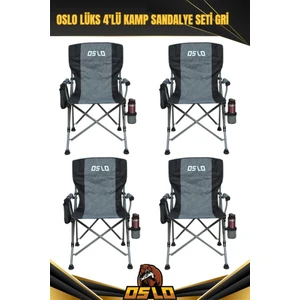 Lüks 4'lü Kamp Sandalye Seti Gri