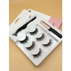 Gerçek Görünümlü 3 Çift Manyetik Kirpik Manyetik Eyeliner Cımbız Seti