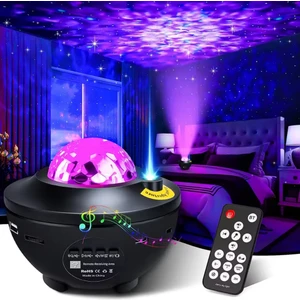 Bluetoothlu Hoparlörlü Müzikli Projektörlü Yansıtmalı Çocuk Bebek Odası Gece Lambası