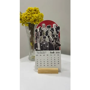 2026 Atatürk Takvimi Ahşap Ayaklı Atatürk Temalı Özel Tasarım Takvim, Atatürk 2026 Masa Takvim