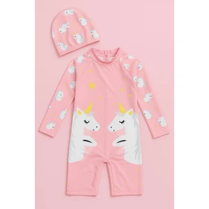 Kız Cocuk Uzun Kollu ve Fermuarlı Mayo Takımı 3 -10 Yas 11907