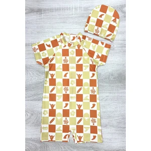 Boneli ,pervaz Fermuarlı ,güneş Korumalı Erkek Çocuk Tulum Mayo