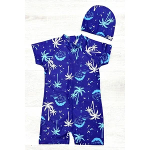 Boneli ,pervaz Fermuarlı ,güneş Korumalı Erkek Çocuk Tulum Mayo