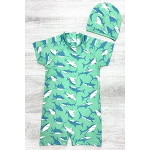 Boneli ,pervaz Fermuarlı ,güneş Korumalı Erkek Çocuk Tulum Mayo