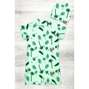 Boneli ,pervaz Fermuarlı ,güneş Korumalı Erkek Çocuk Tulum Mayo