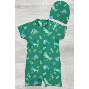 Boneli ,pervaz Fermuarlı ,güneş Korumalı Erkek Çocuk Tulum Mayo