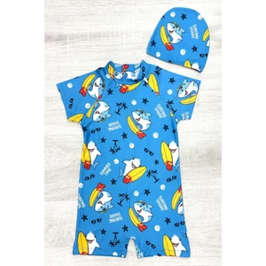 Boneli ,pervaz Fermuarlı ,güneş Korumalı Erkek Çocuk Tulum Mayo