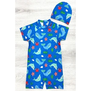 Boneli ,pervaz Fermuarlı ,güneş Korumalı Erkek Çocuk Tulum Mayo