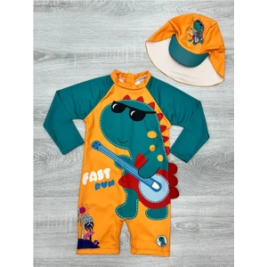 Şapkalı Fermuarlı Uzun Kollu Mayo