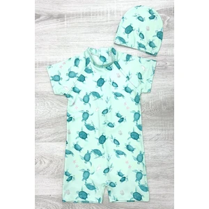 Boneli ,pervaz Fermuarlı ,güneş Korumalı Erkek Çocuk Tulum Mayo