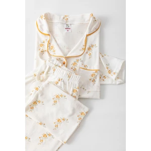 Uzun Kol Gömlek Yaka Kadın Pinterest Pijama Takımı - Mevsimlik Kadın Pijama- Geniş Beden Aralığı