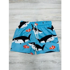 Erkek Çocuk Su Tutmaz Paraşüt Kumaş Karakter Baskılı Bel Bağcıklı Şort Mayo File Ağ