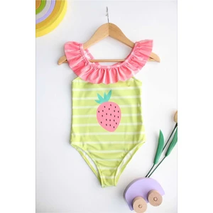 Çapraz Fırfır Askılı Kız Çocuk Mayo