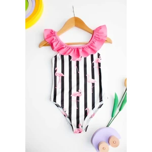 Çapraz Fırfır Askılı Kız Çocuk Mayo