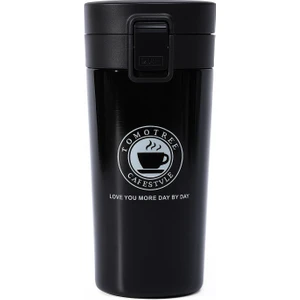 Kilitli 304 L Çelik Siyah 500 ml Kahve El Termos Mug CIN406SY