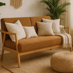 Favela Bohem Ikili Berjer Natürel Ahşap, Hardal