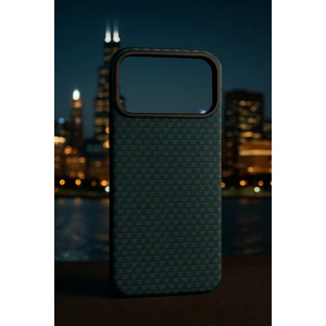 iPhone 17 Pro Max Mavi Üçgen Desenli Premium Slim Carbon Magsafe Koruyucu Kılıf