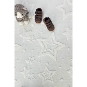 Stary  Iskandinav Dokuma Bukleli Premium Beyaz Puffy Peluş Çocuk Halısı