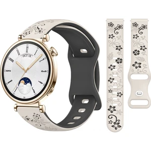 Huawei Watch Gt4 41MM Uyumlu Floraflex Çiçek Desenli Yumuşak Soft Silikon Kordon