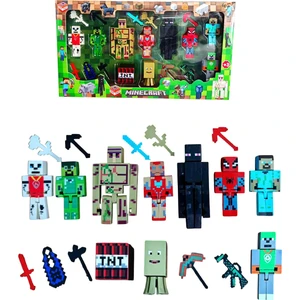Brother Toys Minecraft 20 Parça Figür Oyuncak Enderman Steve Herobrine Domuz Adam Demir Golem
