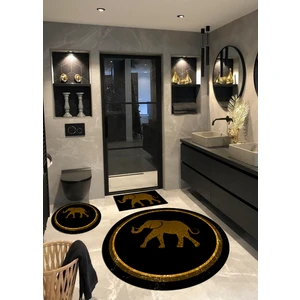 Fil, Kaymaz Taban Yuvarlak Banyo Halısı (100X100-60X60-40X60 CM 3'LÜ SET)