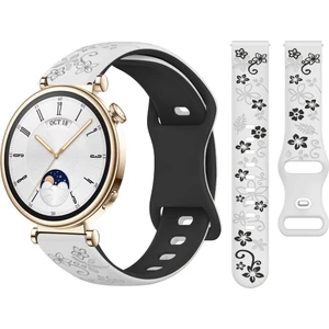 Huawei Watch Gt4 41MM Uyumlu Floraflex Çiçek Desenli Yumuşak Soft Silikon Kordon