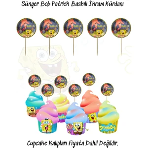 Sünger Bob Patrick Kare Şort Temalı Tema Uygun Ikram Kürdanı 10 Adet