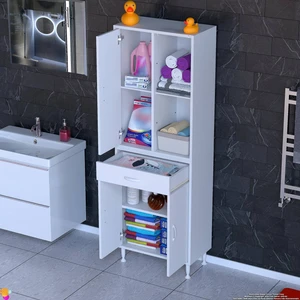MODİLAYN CEVHER MUTFAK 3 Kapaklı Tek Çekmeceli Çok Amaçlı Mutfak Dolabı Beyaz