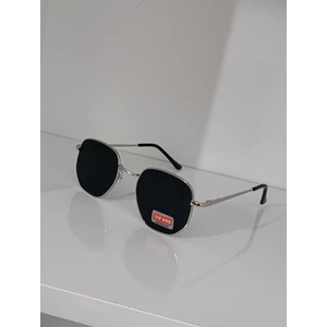 Beşgen Güneş Gözlüğü Füme Cam Gümüş Çerçeve