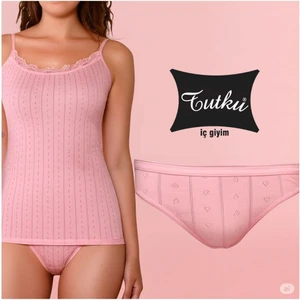 Kadın Jakarlı Ip Askılı Atlet Külot Iç Çamaşır Takım