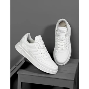 Günlük Erkek Beyaz Sneaker Bağcıklı Rahat Ortopedik Spor Ayakkabı